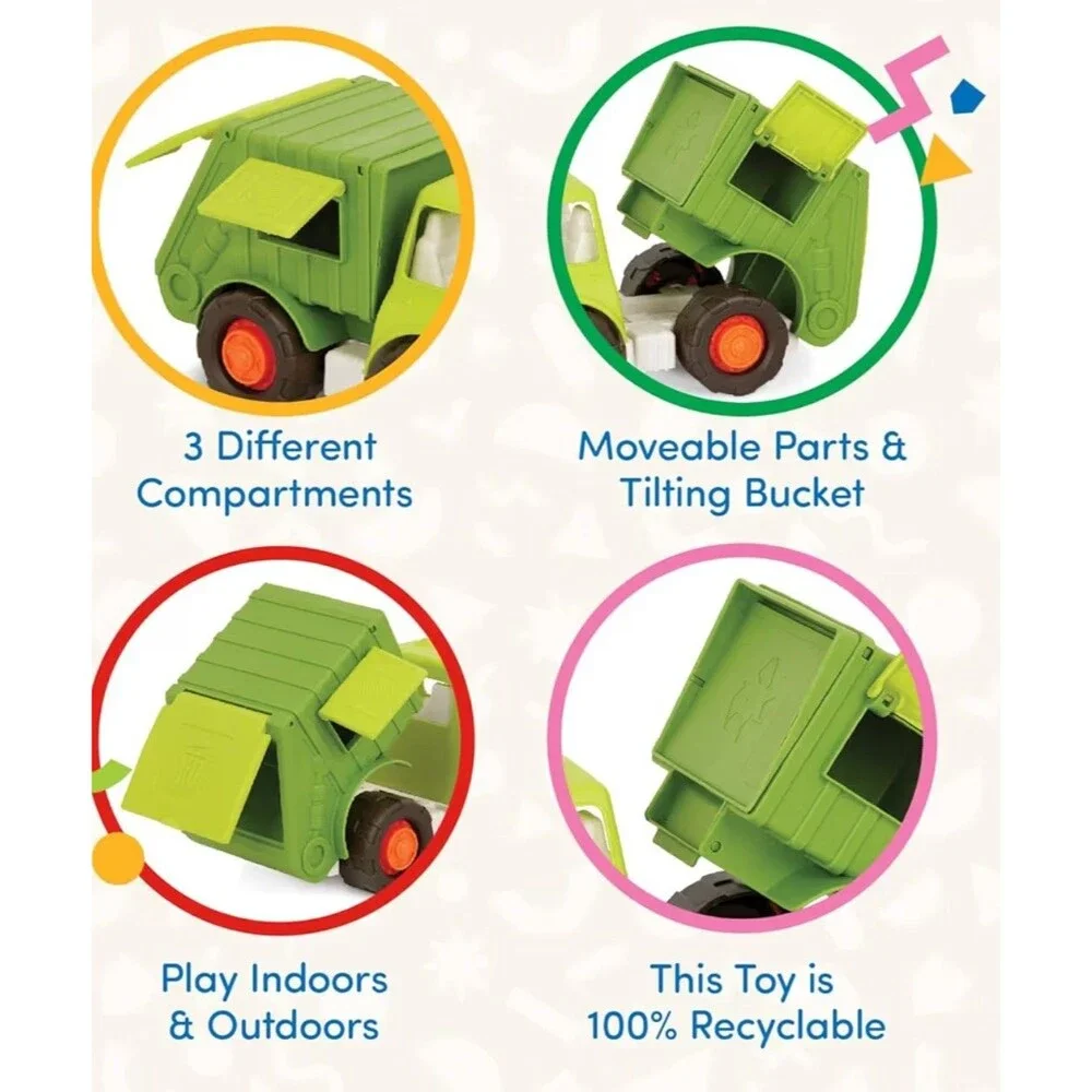 BATTAT Wonder Wheels Recycling Garbage Truck 3 Compartments Tilts New in Box